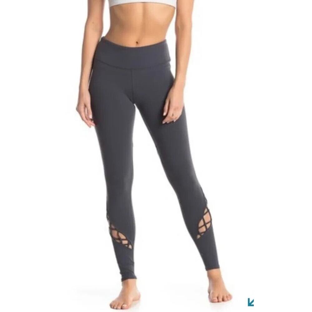 ALO Entwine laced med rise Ankle Leggings dark gray sz S